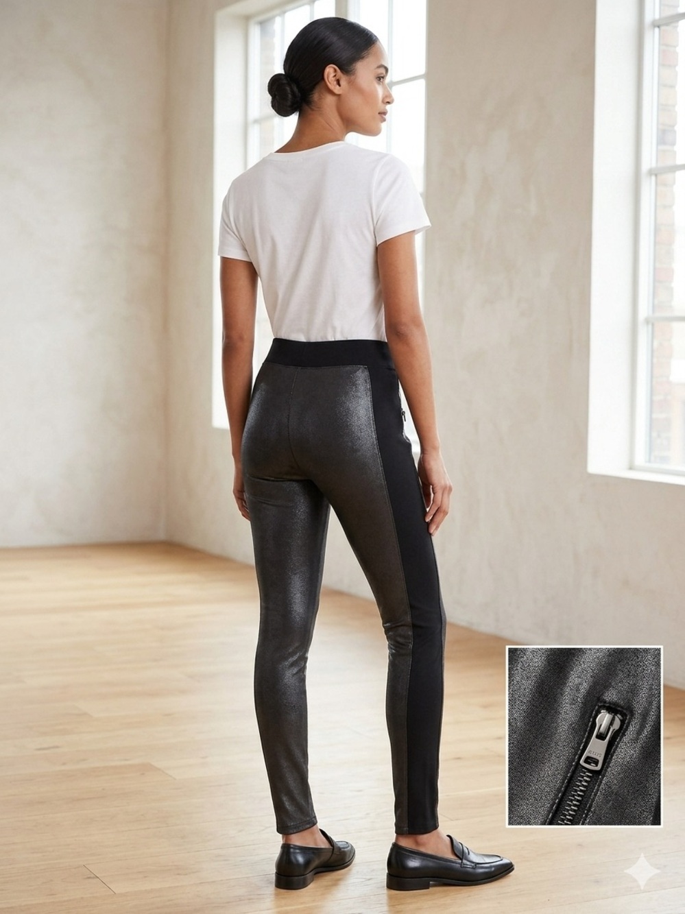Rock & Republic Metallic Black High-Waist Faux Leather Leggings